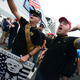 Members of the Proud Boys face off against anti-Trump protesters outside a rally where President Trump officially launched his re-election campaign on June 18, 2019 in Orlando, Florida.